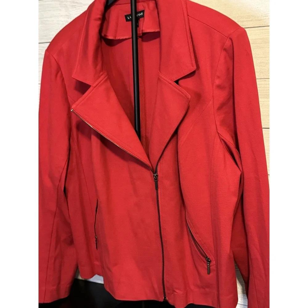 Lane Bryant Red Asymmetrical Zip Coat Women's Size 28 Plus